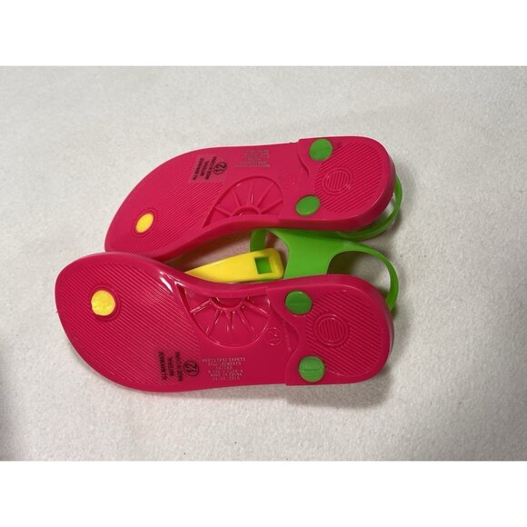 Girls Jelly Sandals Size 12 Shiekh IAN-IIS Pink Yellow Green New in Box - Picture 12 of 12